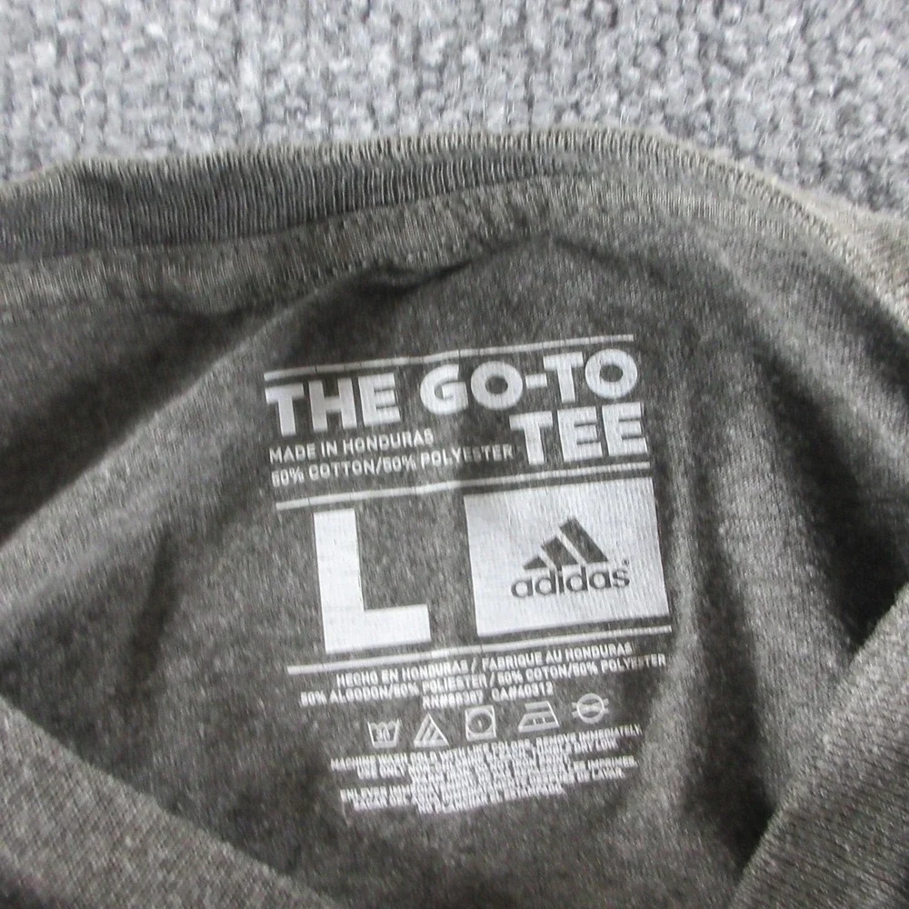 Adidas Shirt Mens L Gray The Go-To Tee Logo Graphic Short Sleeve Sports Athletic